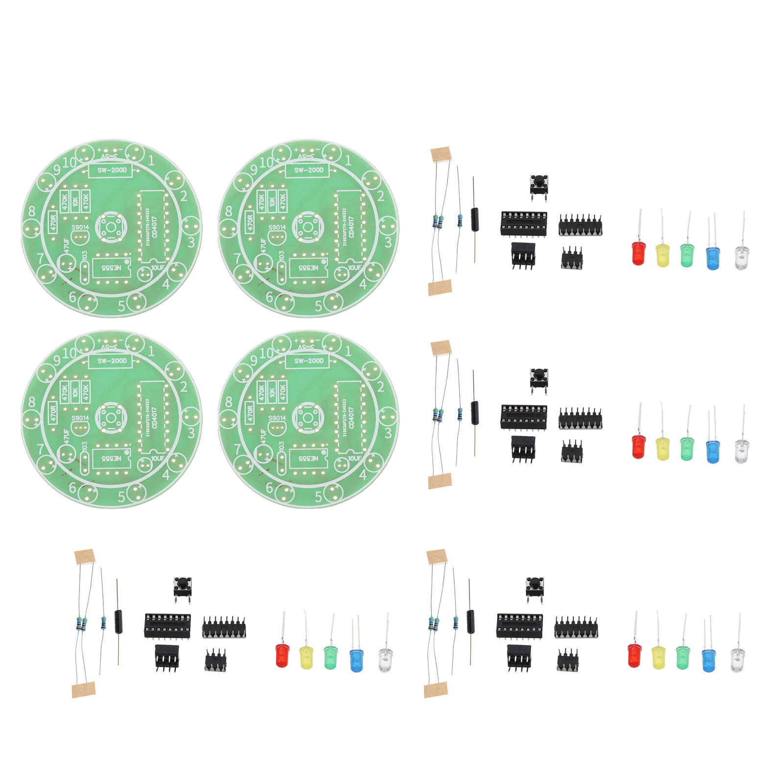 Diy Electronics Kits For Beginners - Elektronik-Lötpraxis-Set 4 Sets DIY-Trainingsplatinen Mini-Schaltkreisprojekt für