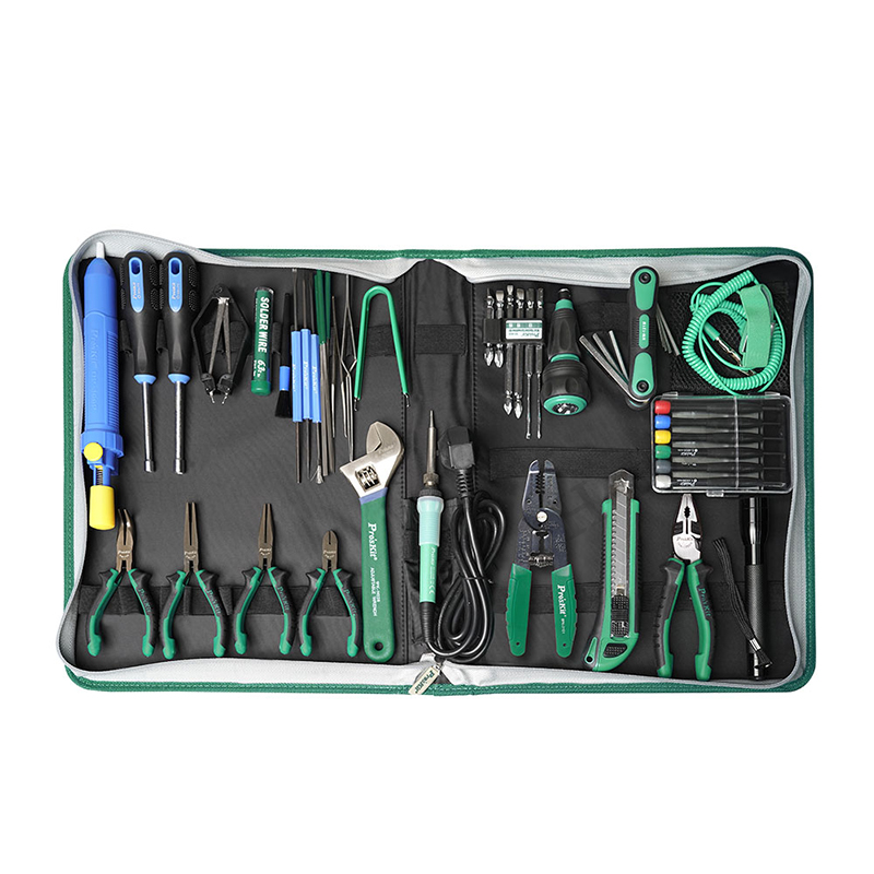 Diy Electronics Bench - 52-teiliges Pro'sKit PK-2002H Heimelektronik-Elektriker-Reparaturset Elektrischer Lötkolben